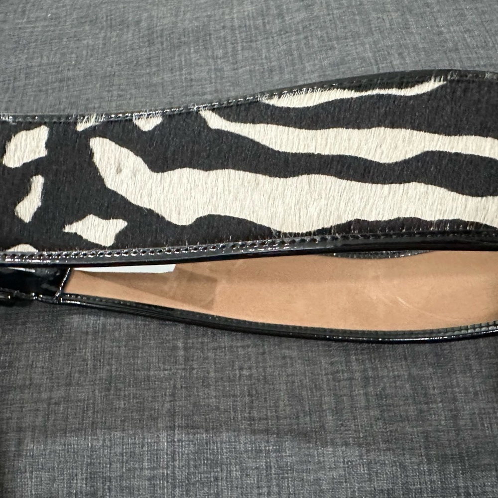 Ann Taylor Black and White Zebra Print Leather Belt - Picture 2 of 7